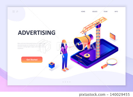 Modern flat design isometric concept of Advertising and Promotion decorated people character for website and mobile website development. Isometric landing page template. Vector illustration. Modern flat design isometric concept of Advertising and Promotion decorated people character for website and mobile website development. Isometric landing page template. Vector illustration. 140029455