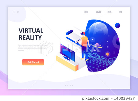 Modern flat design isometric concept of Virtual Augmented Reality decorated people character for website and mobile website development. Isometric landing page template. Vector illustration. Modern flat design isometric concept of Virtual Augmented Reality decorated people character for website and mobile website development. Isometric landing page template. Vector illustration. 140029457