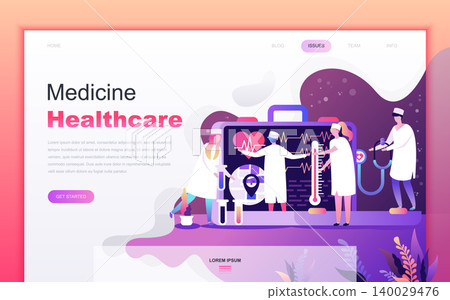 Modern flat cartoon design concept of Medicine and Healthcare for website and mobile app development. Landing page template. Decorated people character for web page or homepage. Vector illustration. Modern flat cartoon design concept of Medicine and Healthcare for website and mobile app development. Landing page template. Decorated people character for web page or homepage. Vector illustration. 140029476