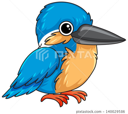 Cute Blue Kingfisher Bird Vector Illustration Isolated on White Background 140029586