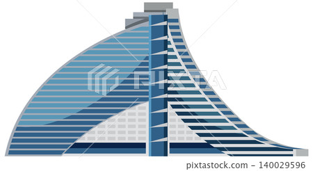 Modern Blue Glass Skyscraper Vector Illustration with Curved Architectural Design Modern Blue Glass Skyscraper Vector Illustration with Curved Architectural Design 140029596