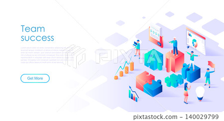 Modern flat design isometric concept of Team Success for banner and website. Isometric landing page template. Successful business people working together. Vector illustration. Modern flat design isometric concept of Team Success for banner and website. Isometric landing page template. Successful business people working together. Vector illustration. 140029799