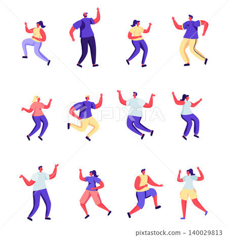 Set of flat people are jumping happiness characters. Bundle cartoon people jumping and rejoicing at the holiday on white background. Vector illustration in flat modern style. Set of flat people are jumping happiness characters. Bundle cartoon people jumping and rejoicing at the holiday on white background. Vector illustration in flat modern style. 140029813
