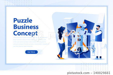 Puzzle business concept flat web page design template of homepage or header images decorated people for website and mobile website development. Flat landing page template. Vector illustration. Puzzle business concept flat web page design template of homepage or header images decorated people for website and mobile website development. Flat landing page template. Vector illustration. 140029881