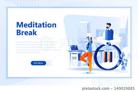 Meditation break flat web page design template of homepage or header images decorated people for website and mobile website development. Flat landing page template. Vector illustration. Meditation break flat web page design template of homepage or header images decorated people for website and mobile website development. Flat landing page template. Vector illustration. 140029885