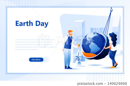 Earth day flat web page design template of homepage or header images decorated people for website and mobile website development. Flat landing page template. Vector illustration. Earth day flat web page design template of homepage or header images decorated people for website and mobile website development. Flat landing page template. Vector illustration. 140029898