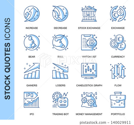 Thin Line Stock Quotes Related Vector Icons Set for Website and Mobile Site and Apps. Outline icons design. Contains such Icons as IPO, Portfolio, Money Management and more. Linear Pictogram Pack. Thin Line Stock Quotes Related Vector Icons Set for Website and Mobile Site and Apps. Outline icons design. Contains such Icons as IPO, Portfolio, Money Management and more. Linear Pictogram Pack. 140029911