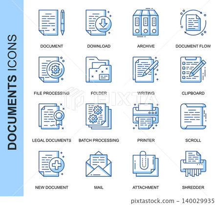 Thin Line Document Related Vector Icons Set for Website and Mobile Site and Apps. Outline icons design. Contains such Icons as Batch Processing, Legal Documents and more. Linear Pictogram Pack. Thin Line Document Related Vector Icons Set for Website and Mobile Site and Apps. Outline icons design. Contains such Icons as Batch Processing, Legal Documents and more. Linear Pictogram Pack. 140029935