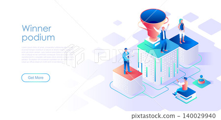 Winner podium isometric landing page vector template Winner podium isometric landing page vector template 140029940