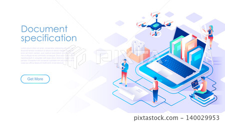 Document specification isometric landing page vector template Document specification isometric landing page vector template 140029953