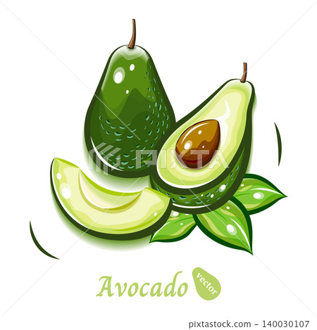 Cute, pop-style avocado illustration | Fresh fruit vector art Cute, pop-style avocado illustration | Fresh fruit vector art 140030107