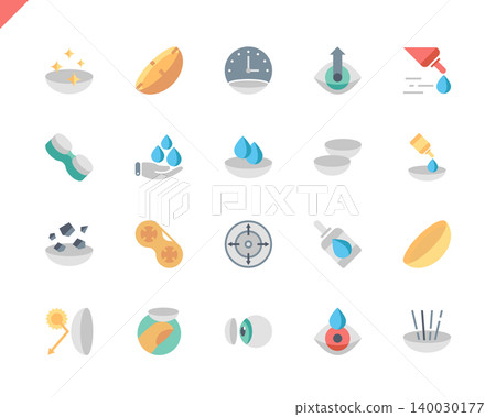 Simple Set Eye Lens Flat Icons for Website and Mobile Apps. Contains such Icons as Lenses, Protection Container, Eyedropper, Medicine. 48x48 Pixel Perfect. Vector illustration. Simple Set Eye Lens Flat Icons for Website and Mobile Apps. Contains such Icons as Lenses, Protection Container, Eyedropper, Medicine. 48x48 Pixel Perfect. Vector illustration. 140030177