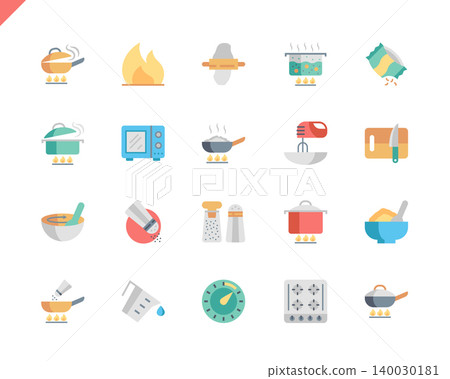 Simple Set Cooking Flat Icons for Website and Mobile Apps. Contains such Icons as Food, Boiling, Flavoring, Saucepan, Bake, Blending. 48x48 Pixel Perfect. Vector illustration. Simple Set Cooking Flat Icons for Website and Mobile Apps. Contains such Icons as Food, Boiling, Flavoring, Saucepan, Bake, Blending. 48x48 Pixel Perfect. Vector illustration. 140030181
