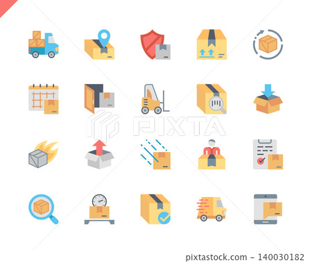Simple Set Shipping Flat Icons for Website and Mobile Apps. Contains such Icons as Export, Logistics, Board, Cargo, Delivery. 48x48 Pixel Perfect. Vector illustration. 140030182