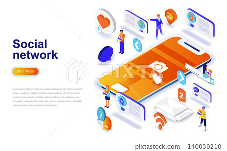 Social network modern flat design isometric concept. Communication and people concept. Landing page template. Conceptual isometric vector illustration for web and graphic design. Social network modern flat design isometric concept. Communication and people concept. Landing page template. Conceptual isometric vector illustration for web and graphic design. 140030210