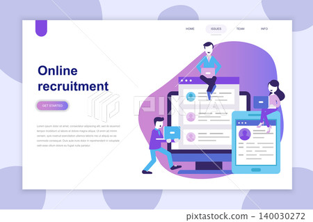 Modern flat design concept of Recruitment for website and mobile website. Landing page template. Can use for web banner, infographics, hero images. Vector illustration. Modern flat design concept of Recruitment for website and mobile website. Landing page template. Can use for web banner, infographics, hero images. Vector illustration. 140030272