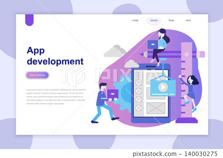 Modern flat design concept of App Development for website and mobile website. Landing page template. Can use for web banner, infographics, hero images. Vector illustration. Modern flat design concept of App Development for website and mobile website. Landing page template. Can use for web banner, infographics, hero images. Vector illustration. 140030275