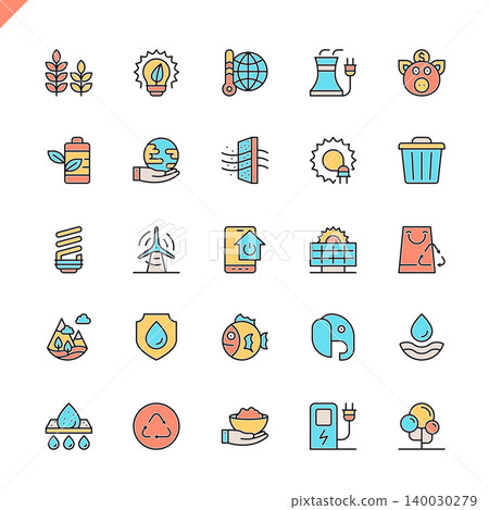 Flat line ecology icons set for website and mobile site and apps. Outline icons design. 48x48 Pixel Perfect. Linear pictogram pack. Vector illustration. Flat line ecology icons set for website and mobile site and apps. Outline icons design. 48x48 Pixel Perfect. Linear pictogram pack. Vector illustration. 140030279