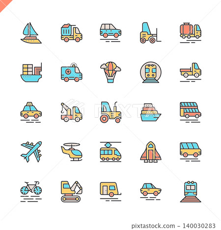 Flat line transport, vehicle and delivery elements icons set for website and mobile site and apps. Outline icons design. 48x48 Pixel Perfect. Linear pictogram pack. Vector illustration. Flat line transport, vehicle and delivery elements icons set for website and mobile site and apps. Outline icons design. 48x48 Pixel Perfect. Linear pictogram pack. Vector illustration. 140030283