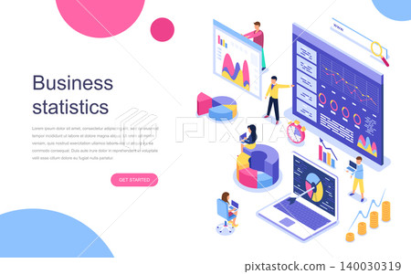 Modern flat design isometric concept of Business Statistic for banner and website. Landing page template. Consulting for company performance, analysis concept. Vector illustration. 140030319