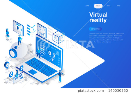 Virtual augmented reality glasses modern flat design isometric concept. Entertaining and people concept. Landing page template. Conceptual isometric vector illustration for web and graphic design. Virtual augmented reality glasses modern flat design isometric concept. Entertaining and people concept. Landing page template. Conceptual isometric vector illustration for web and graphic design. 140030360