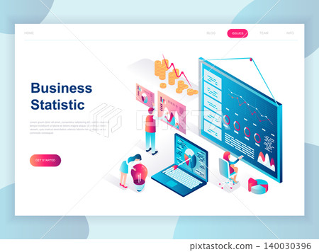 Modern flat design isometric concept of Business Statistic for banner and website. Isometric landing page template. Consulting for company performance, analysis. Vector illustration. Modern flat design isometric concept of Business Statistic for banner and website. Isometric landing page template. Consulting for company performance, analysis. Vector illustration. 140030396