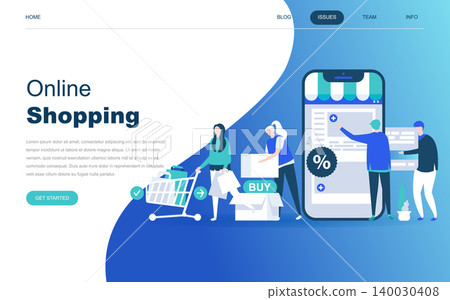 Modern flat design concept of Online Shopping for website and mobile website development. Landing page template. E-commerce market, shopping payment or customer support. Vector illustration. Modern flat design concept of Online Shopping for website and mobile website development. Landing page template. E-commerce market, shopping payment or customer support. Vector illustration. 140030408