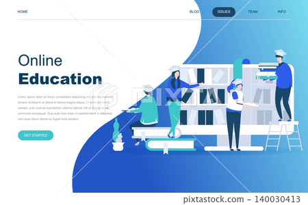 Modern flat design concept of Online Education for website and mobile website development. Landing page template. Online training courses, specialization, university studies. Vector illustration. 140030413