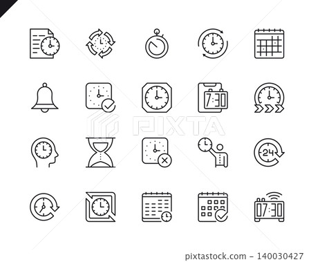 Simple Set of Time Related Vector Line Icons. Linear Pictogram Pack. Editable Stroke. 48x48 Pixel Perfect Icons. Simple Set of Time Related Vector Line Icons. Linear Pictogram Pack. Editable Stroke. 48x48 Pixel Perfect Icons. 140030427