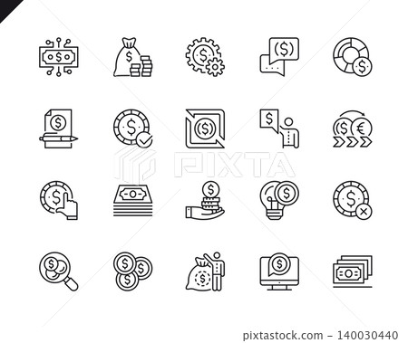 Simple Set of Money Related Vector Line Icons. Linear Pictogram Pack. Editable Stroke. 48x48 Pixel Perfect Icons. Simple Set of Money Related Vector Line Icons. Linear Pictogram Pack. Editable Stroke. 48x48 Pixel Perfect Icons. 140030440