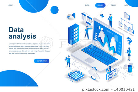 Modern isometric design concept of Big Data Analysis for website and mobile website development. Isometric landing page template. Digital information chart and statistic. Vector illustration. Modern isometric design concept of Big Data Analysis for website and mobile website development. Isometric landing page template. Digital information chart and statistic. Vector illustration. 140030451