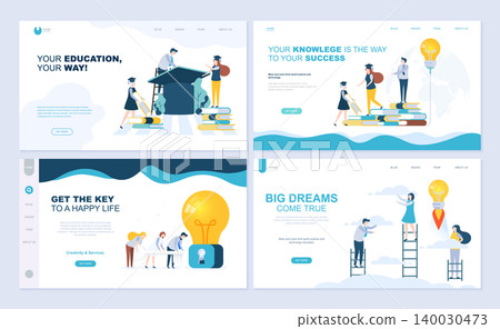 Set of landing page template for staff education, consulting, college, education app. Modern vector illustration flat concepts decorated people character for website and mobile website development. Set of landing page template for staff education, consulting, college, education app. Modern vector illustration flat concepts decorated people character for website and mobile website development. 140030473
