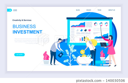 Modern flat design concept of Business Investment with decorated small people character for website and mobile website development. UI and UX design. Landing page template. Vector illustration. Modern flat design concept of Business Investment with decorated small people character for website and mobile website development. UI and UX design. Landing page template. Vector illustration. 140030506