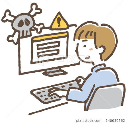 An illustration of a man entering personal information on a fake online shopping site. An illustration of a man entering personal information on a fake online shopping site. 140030562