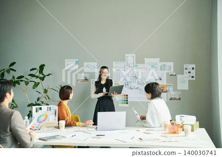 Female designer proposing ideas Female designer proposing ideas 140030741