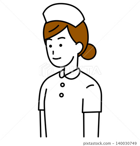A female nurse looking straight ahead. A female nurse looking straight ahead. 140030749