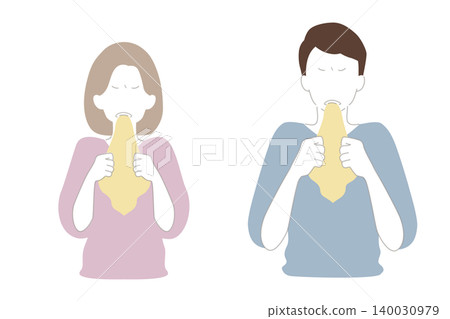 Woman and man biting a handkerchief (set) Woman and man biting a handkerchief (set) 140030979