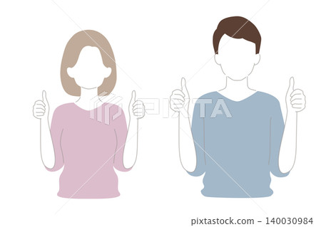 Woman and man showing thumbs up Woman and man showing thumbs up 140030984