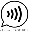 Speech bubble with the contactless payment symbol 140031035