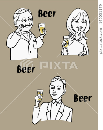三個人,兩男一女,每人手上都拿著一瓶啤酒。 三個人,兩男一女,每人手上都拿著一瓶啤酒。 140031179