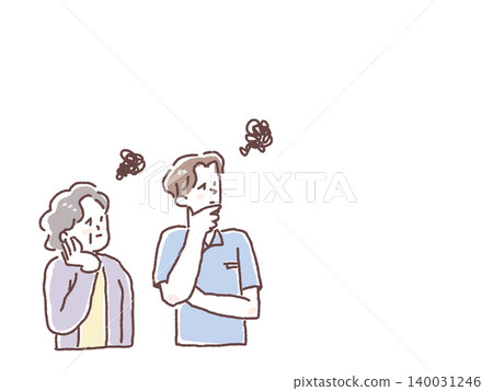 An illustration for elderly people and caregivers (nurses) to think about together. An illustration for elderly people and caregivers (nurses) to think about together. 140031246