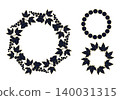 Currant Berry Round Wreaths set. Botanical Circle Frame with Navy Blue and Gold Berries and Leaves with Empty Copy Space. Isolated Vector illustration 140031315