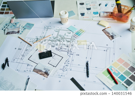 Desk in a design office Desk in a design office 140031546