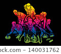 Group of Curling Sport Mix Male and Female Players Action Cartoon Graphic Vector 140031762