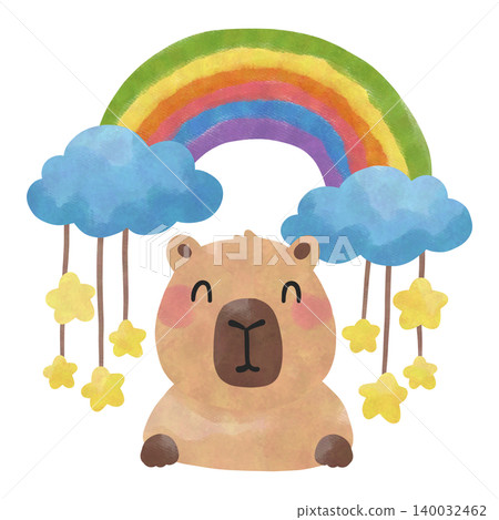 Cute Capybara Pride Month Clipart Bundle, Rainbow LGBTQ Watercolor PNG, Kawaii Pride Animal Illustration Set 140032462