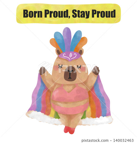 Cute Capybara Pride Month Clipart Bundle, Rainbow LGBTQ Watercolor PNG, Kawaii Pride Animal Illustration Set 140032463