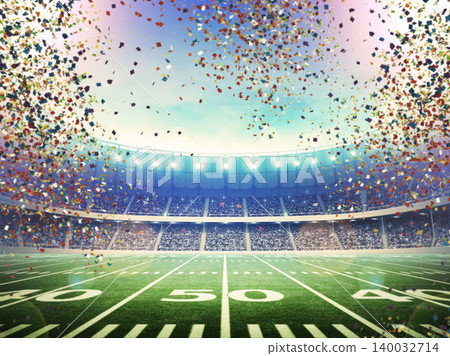 American football stadium with confetti 140032714