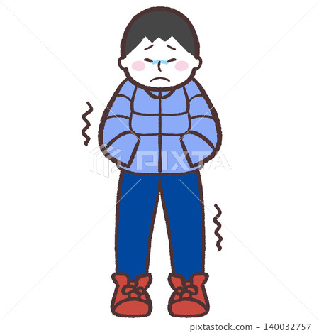 An illustration of a man shivering from the cold. An illustration of a man shivering from the cold. 140032757