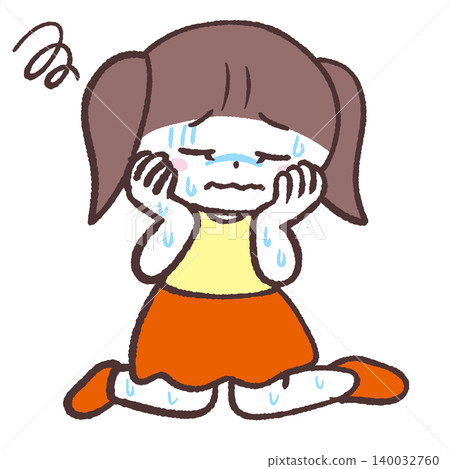 一幅女孩坐著的插圖,她渾身是汗。 一幅女孩坐著的插圖,她渾身是汗。 140032760