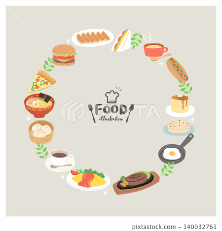 Frames with illustrations of various dishes 140032761